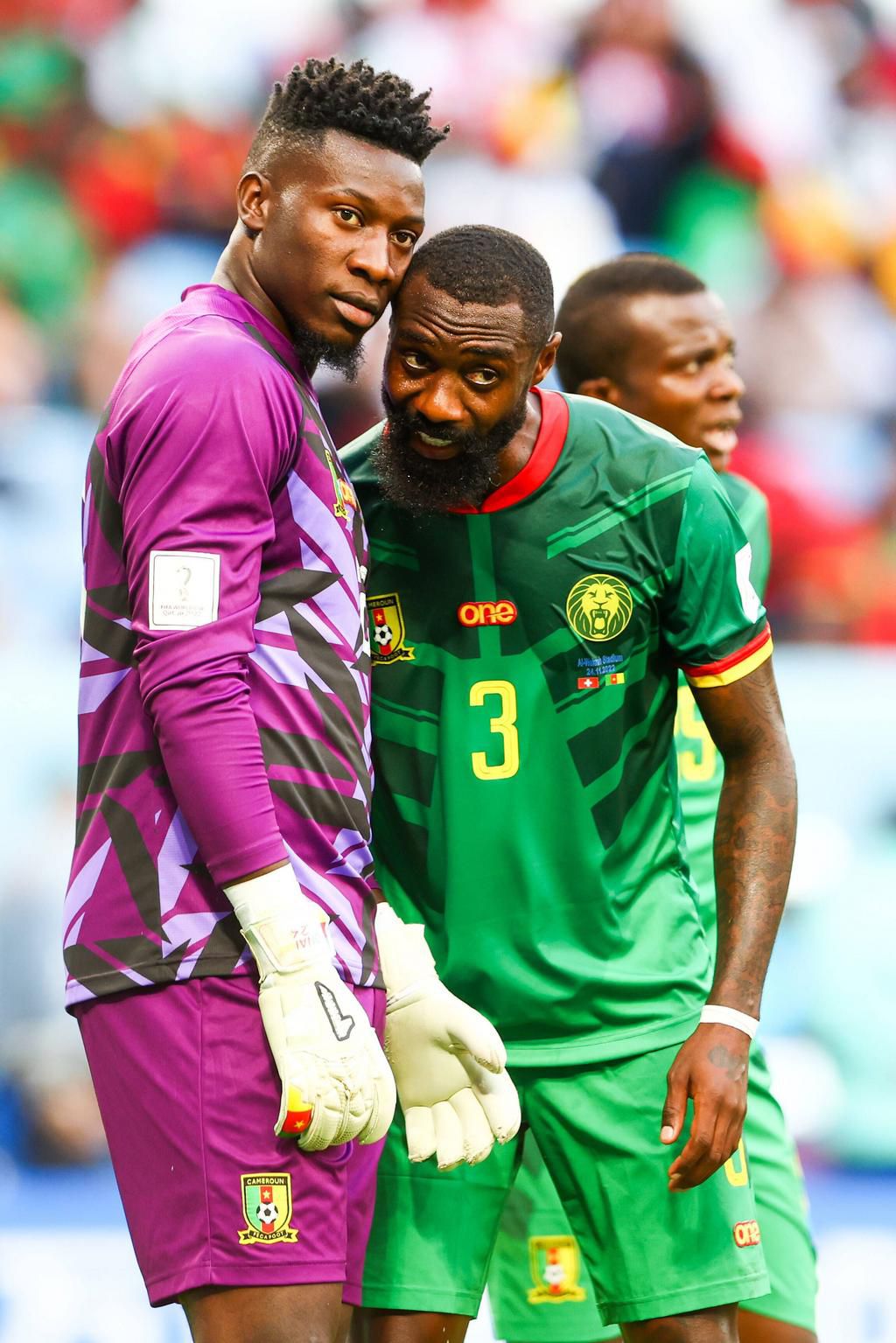 Andre Onana (left) and Nicolas Nkoulou on November 24, 2022.