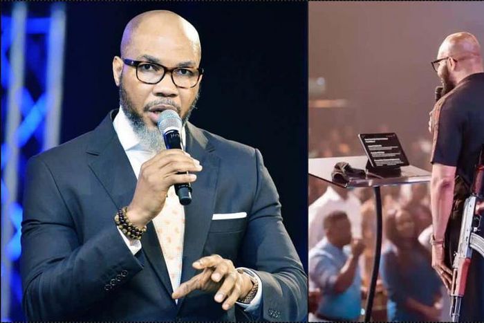 Pastor Uche Aigbe apologises for mounting pulpit with AK47 (Gistreel)