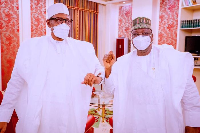 President Muhammadu Buhari (left) with Senate President, Ahmad Lawan (right) [Presidency]