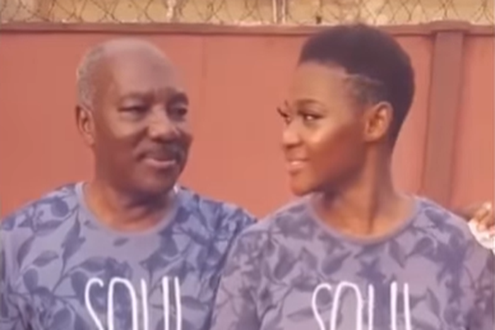 Mercy Johnson (right) with her now late father, Johnson Ametuo Daniel (left) [Instagram/@mercyjohnsonokojie]