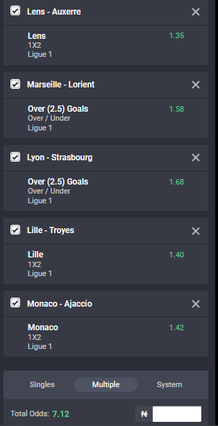 Bet9ja odds for the Ligue 1