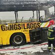 Driver dies in Lagos 3-vehicle crash, hoodlums set BRT bus on fire. [Twitter:trafficbutter]