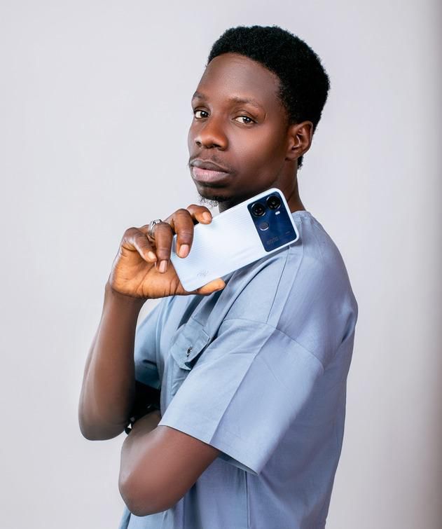 Ado Gwanja with the itel P40 smartphone.