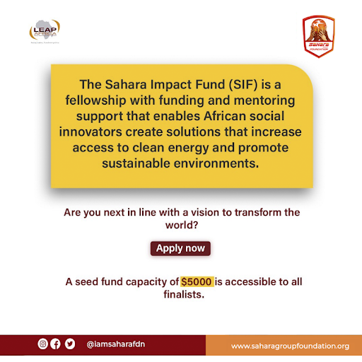 Sahara Impact Fund calls for entries into its 2023 program