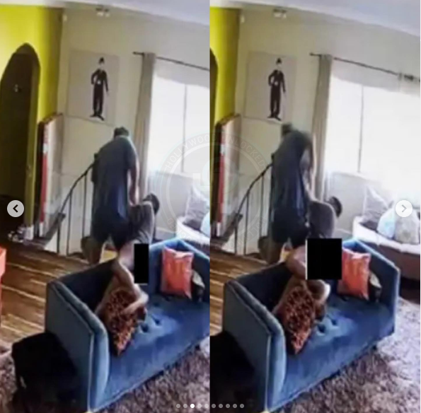 Stills from Palmer's CCTV camera showing her altercation with Jackson. these images were submitted to the court [Instagram/Hollywoodunlocked]