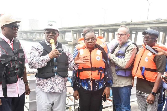 From left, Minister of Finance and Coordinating Minister for Economy, Mr Wale Edun; Minister of Works, David Umahi; Federal Controller of Works Lagos, Mrs Olukorede Kesha; Director of Construction, Buildwell Plants and Industries Lyd, Mr George Mohanna...