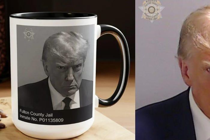 Since Donald Trump's mugshot was released on Thursday fans and critics of the former president are selling t-shirts, mugs, posters — and turning a real profit.Mark Romano via Etsy/Fulton County sheriff's office