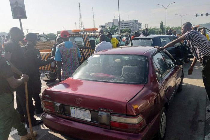 One of the impounded unpainted vehicles use as taxi for one chance operations in Abuja. [NAN]