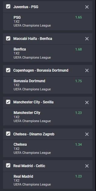 UEFA Champions League accumulator on Bet9ja