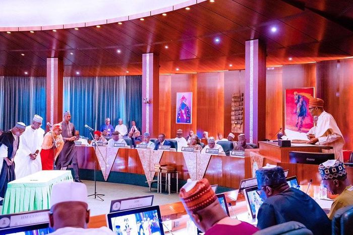 President Muhammadu Buhari presides over his government's last FEC. [Facebook:Buhari Sallau]