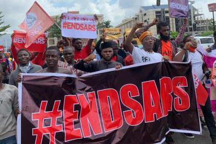 ENDSARS protesters in Lagos on Thursday, October 9, 2020. (Sahara Reporters)