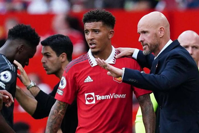 Manchester United manager Erik ten Hag has said there is no timeline on Jadon Sancho's return