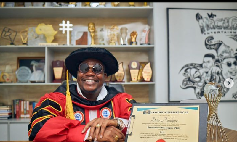 Mr Macaroni and Frodd Join the long list of Nigerian celebrities with Doctorates [Instagram/Mrmacaroni]