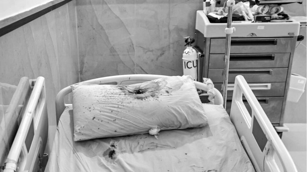 CCTV footage said to be from the Ibn Sina Hospital purports to show armed Israeli undercover agents moving through its corridors © - / UGC/AFP