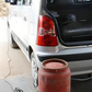 A car fitted with cooking gas cylinder
