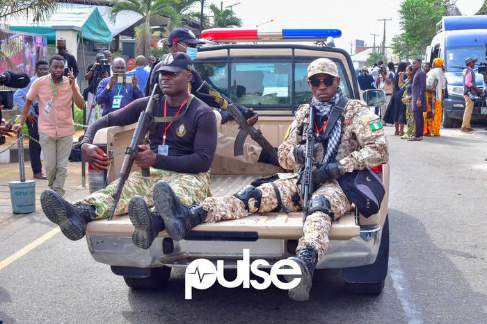 Soldiers on duty during the 2023 presidential and National Assembly elections
