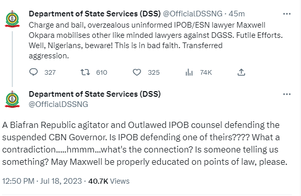 Screenshot of DSS tweets.