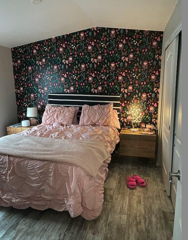 The mobile home has two bedrooms, and mine has no trouble fitting a queen-sized bed.