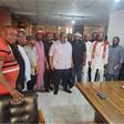 Ohanaeze youths and Chief Emmanuel Iwuanyanwu (middle) after a strategic meeting in Owerri, on Saturday. [NAN]