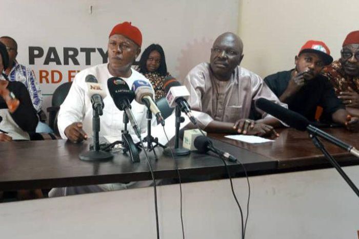 Mr Peter Diugwu in white at the middle with other LP executives. (NAN)