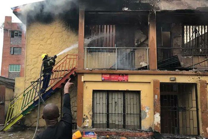 Fire guts shops, warehouses, restaurant at Olowu Spare Parts Market.