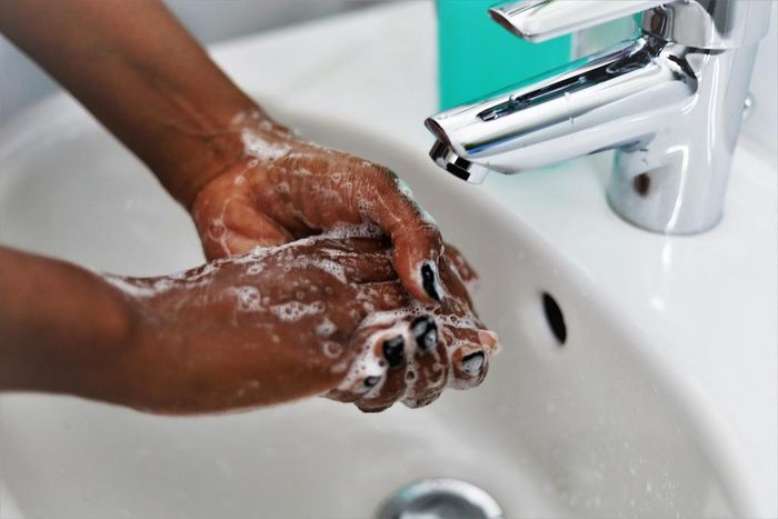 Person washing hands