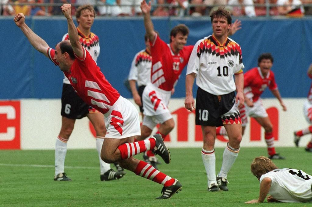 Hristo Stoichkov inspired Bulgaria to a surprise 2-1 win over Germany in 1994