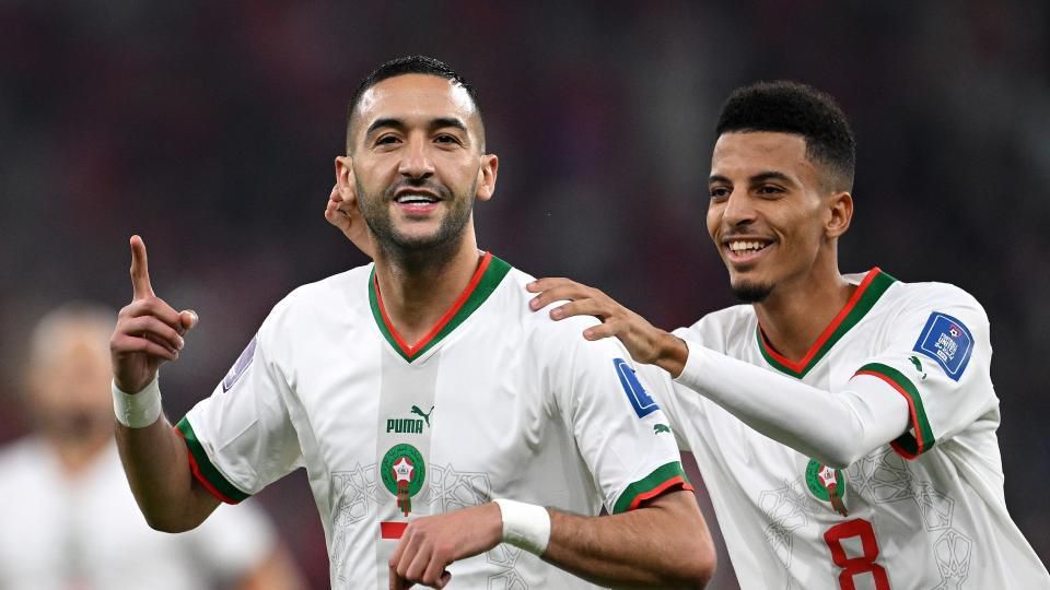 Hakim Ziyech scored his second goal of the tournament as Morocco finished top of their World Cup group for the first time in their history
