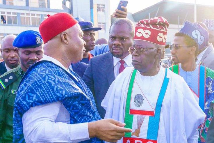 APC presidential candidate, Asiwaju Bola Tinubu and Imo State governor, Hope Uzodimma. [Twitter:Ayekooto]