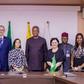 Minister of Foreign Affairs, Geoffrey Onyeama flanked by the team of the European Union Parliament Observation Mission to the Nigerian elections on Thursday in Abuja.