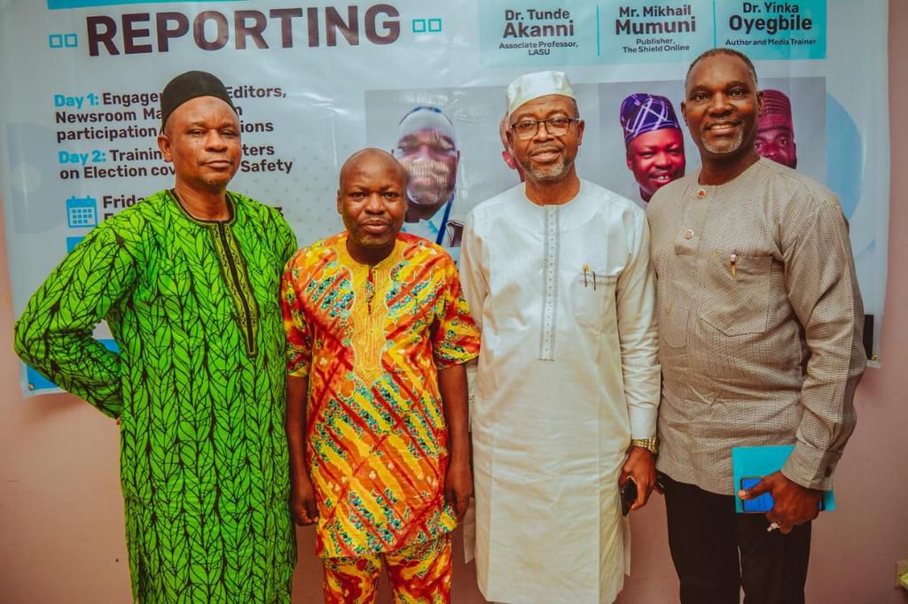From Left: Mr Mikhail Mumuni, Publisher of The Shield Online, Kayode Ogunbunmi, Co-Founder, Media Support Centre, Dr Tunde Akanni, Associate Professor, Lagos State University (LASU) and Dr Tony Okeregbe, a Senior Lecturer at the University of Lagos.