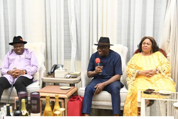 Governor Diri, Ex-President, Goodluck Jonathan and Dame Patience Jonathan [NAN]