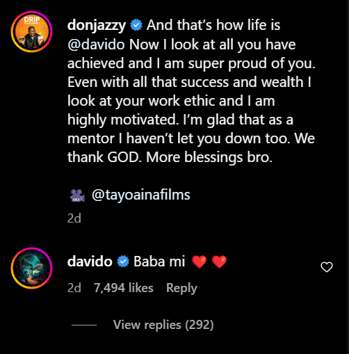 Don Jazzy responds to Davido [Instagram/donjazzy]