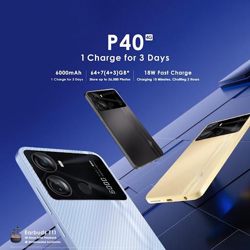 1 Charge For 3 Days: itel releases itel P40 with 7GB RAM and 6000mAh battery for Nigerians