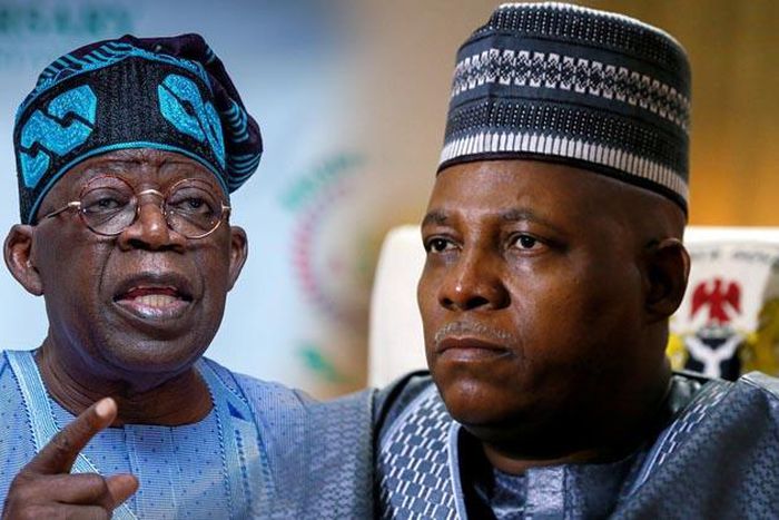 APC Presidential candidate, Bola Tinubu and his running mate, Kashim Shettima. (Punch)