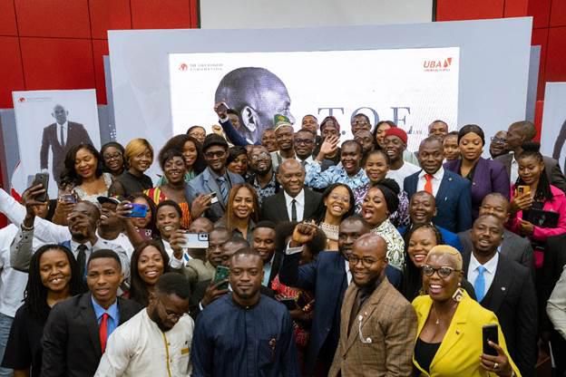 Group Chairman, United Bank for Africa (UBA), Founder, The Tony Elumelu Foundation and celebrant, Mr. Tony Elumelu;  Co-Founder, The Tony Elumelu Foundation (TEF), Dr Awele Elumelu;  Daughter, Ms Ego Elumelu; flanked by beneficiaries of the TEF Entrepr...