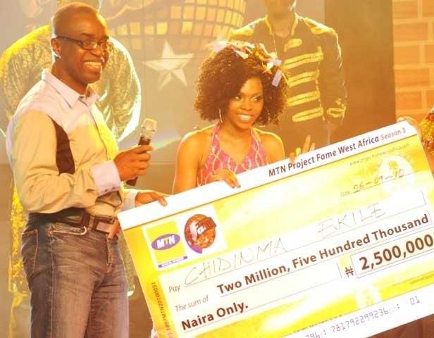 Chidinma Ekile announced the winner of  MTN Project Fame season 3 (2010).