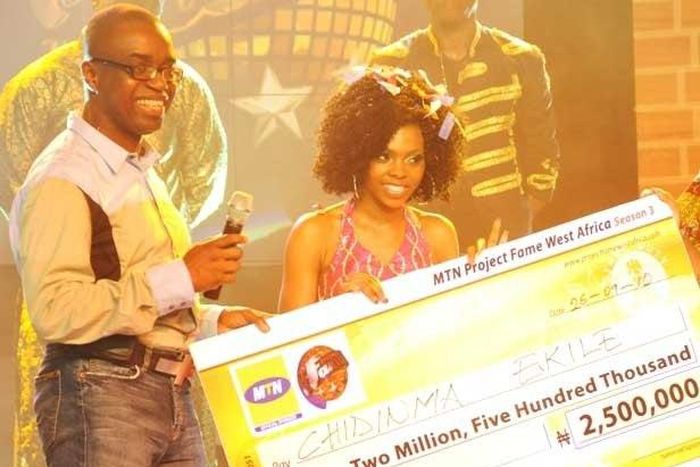Chidinma Ekile announced the winner of  MTN Project Fame season 3 (2010).