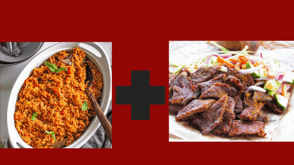 Jollof rice and suya [Nigerianlazychef]