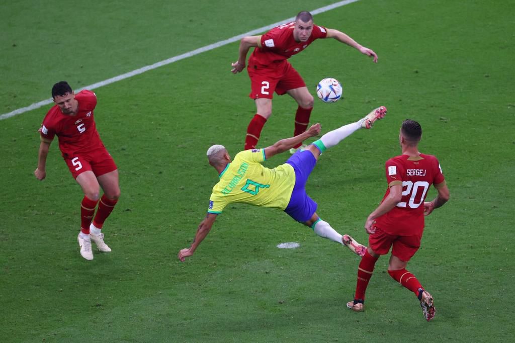 Brazil striker Richarlison's second goal is the goal of the tournament so far.