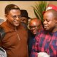 L-R Sen. Bassey Otu, Governor Elect of C’ River and Mr Alphonsus Eba Chairman of APC in C’ River during the celebration of Otu’s victory in the polls on Tuesday in Calabar