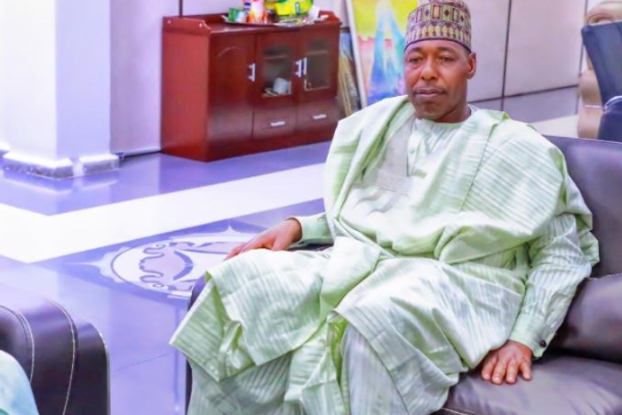 Borno state Governor, Babagana Umara Zulum said ‘I try to resist shading tears while distributing relief materials to IDPs’. [Twitter/@ProfZulum]
