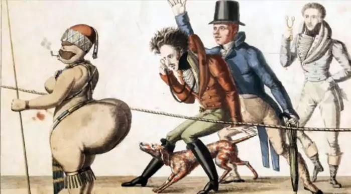 White men ogling Sarah Baartman's huge behind [BizGlob]