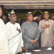 From left, Former Lagos State Commissioner of Police, Hakeem Odumosu; All Progressive Congress (APC), Zonal Organizing Secretary, Southwest, Mr Lateef Ibirogba; Director General of the Lagos State APC Campaign Council, Senator Ganiyu Solomon; APC Chair...