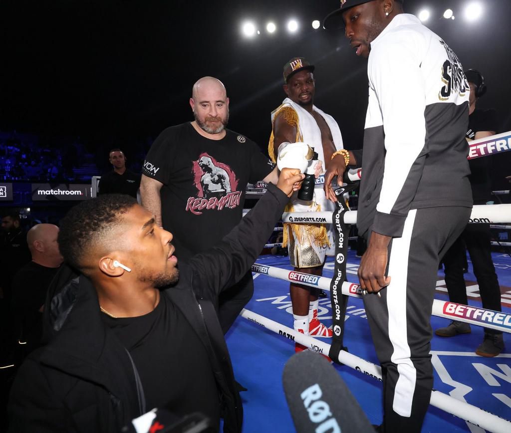 Anthony Joshua was in attendance as his old foe Dillian Whyte recorded a decision victory against Jermaine Franklin in Lndon.