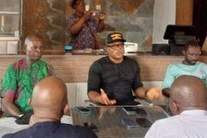 Mr Collins Nwabunwanne, Anambra State Commissioner for Local Government, Chieftaincy and Community Affairs, addressing journalists (Credit: NAN)