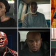 From left to right and top to bottom: Chioma Chukwuka in Gangs of Lagos, Richard Mofe-Damijo in The Black Book, Kunle Remi in Anikulapo, Chidi Mokeme in Shanty Town, Blossom Chukwujekwu in The Trade, and Ini Edo in Shaty Town