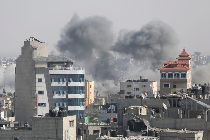 Smoke rises after an Israeli airstrike on the Gaza Strip in Rafah, Wednesday, Oct. 25, 2023.AP Photo/Hatem Ali
