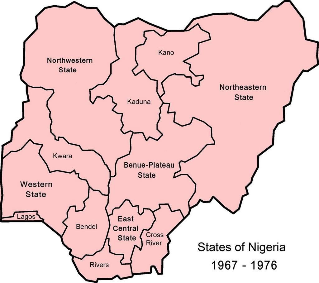 The twelve states Nigerian map