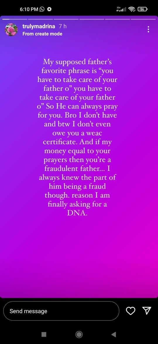 Cythia Morgan drags her father [Instagram/TrulyMadrina]